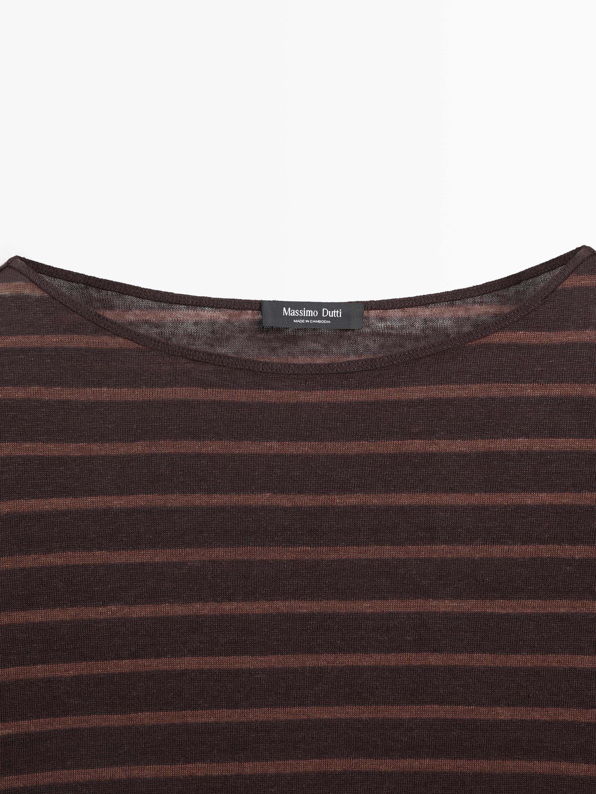 T-shirt en maille rayée lin